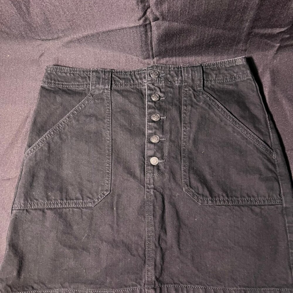 Hollister black denim jean skirt -buttons Sz 11